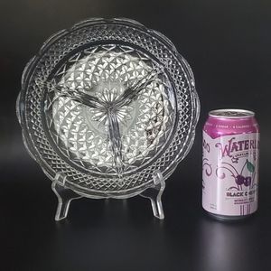 8" Round "Wexford Clear" 3 Part  Relish Dish by Anchor Hocking